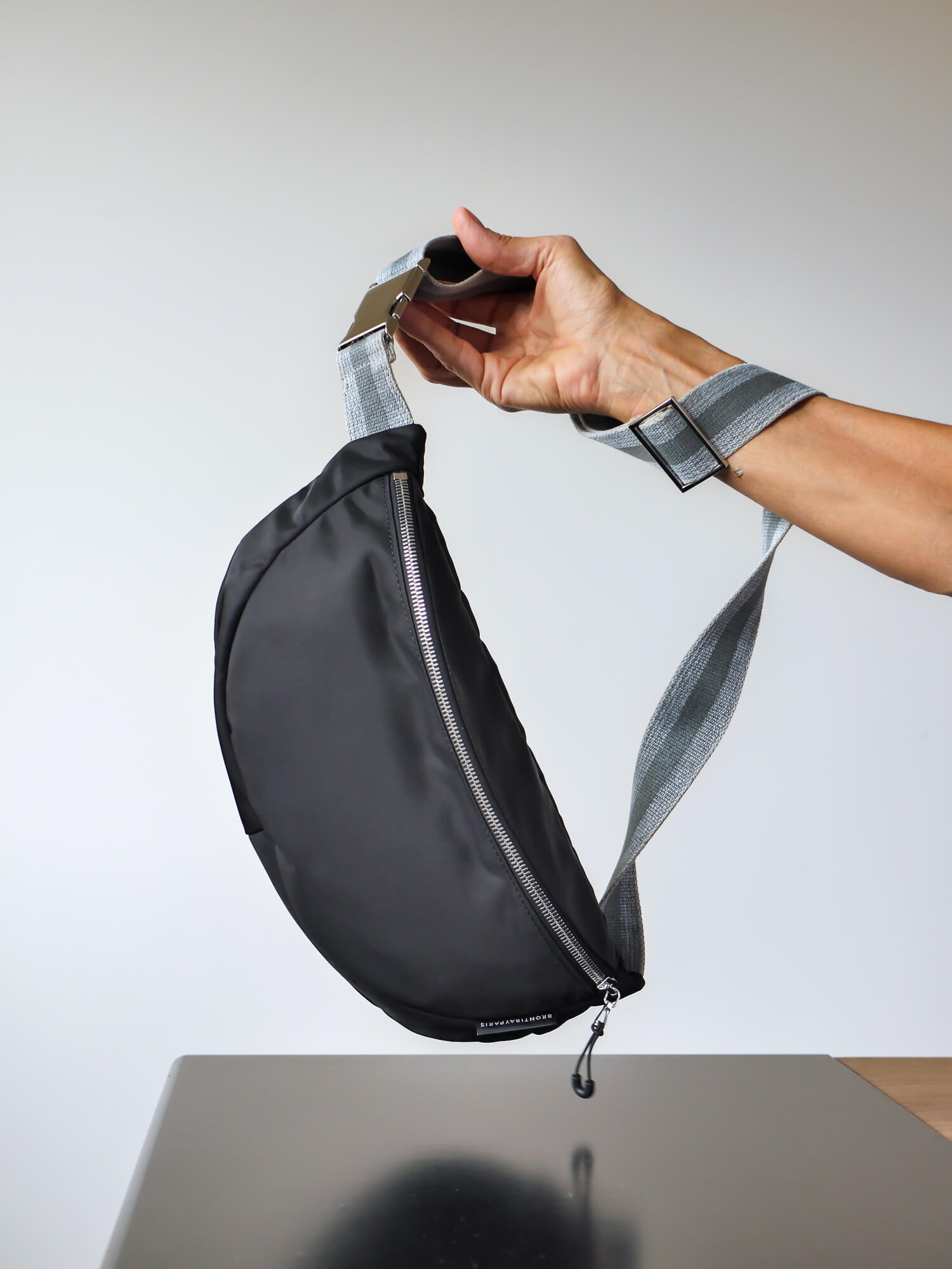 Gabin nylon satiné - Noir Swag Gris