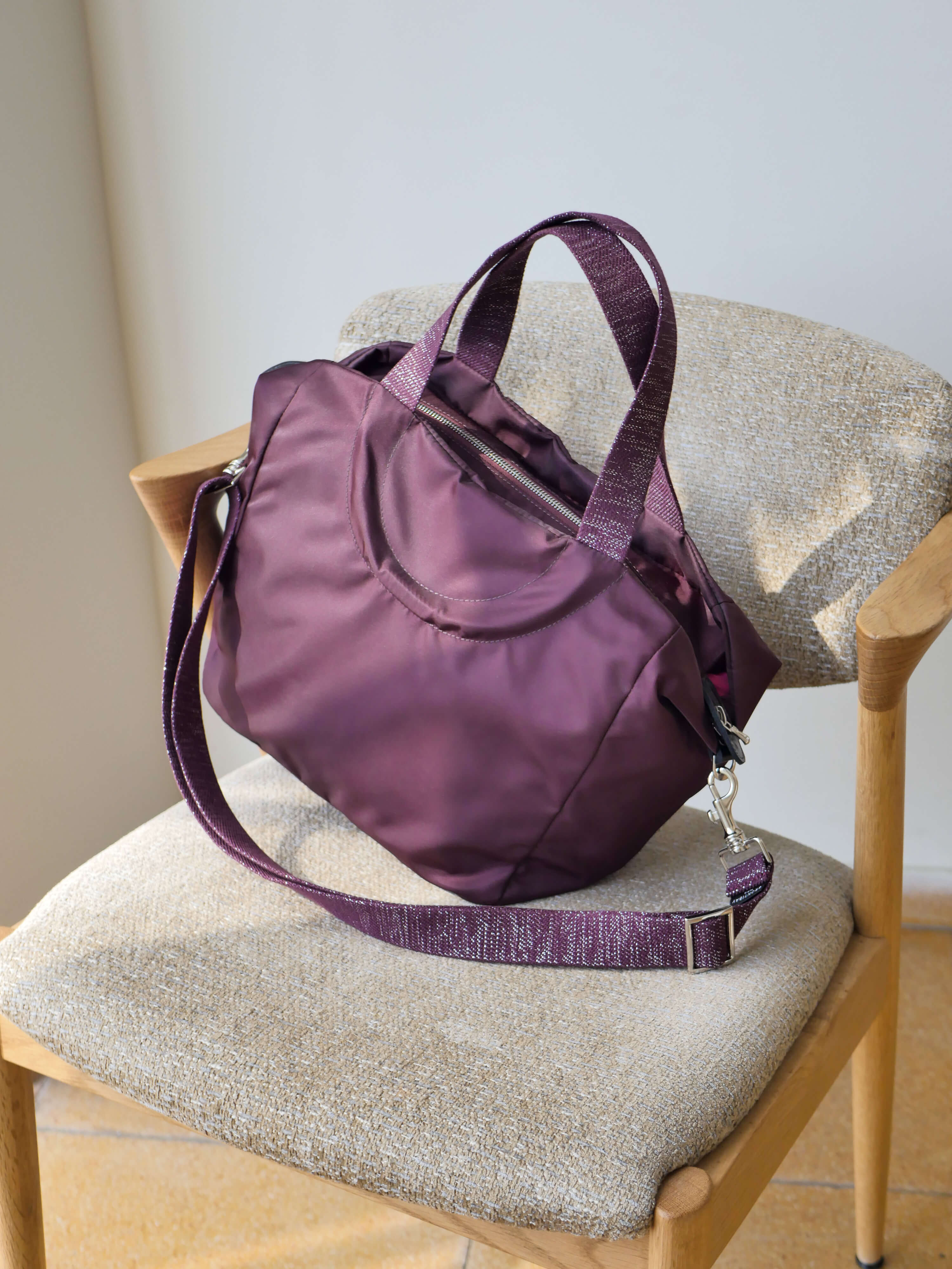 Nerano cabas nylon satiné - Bordeaux
