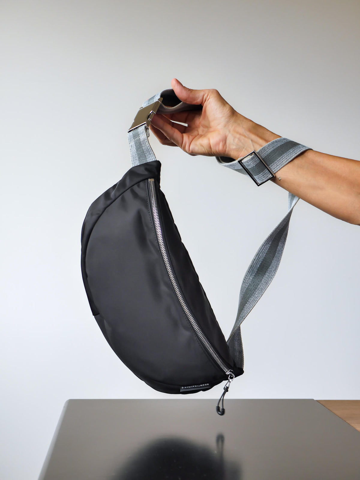 Gabin nylon satiné - Noir Swag Gris